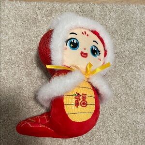 Chinese New Year Red Plush Toy with Gold Logo